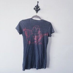 True Religion Embellished Y2K Buddha T-Shirt Size XS Gray